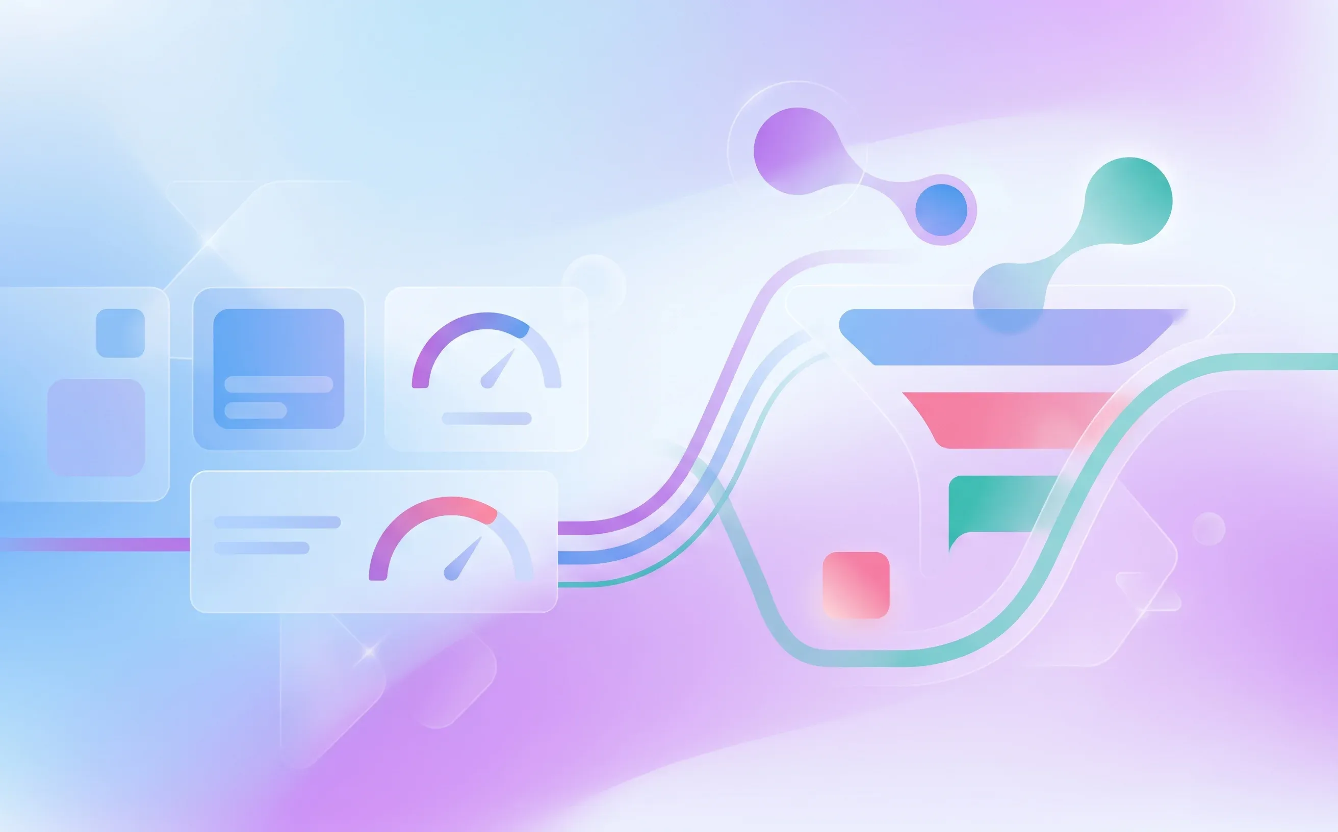 Abstract dashboard shapes and funnel pathways representing hiring KPIs