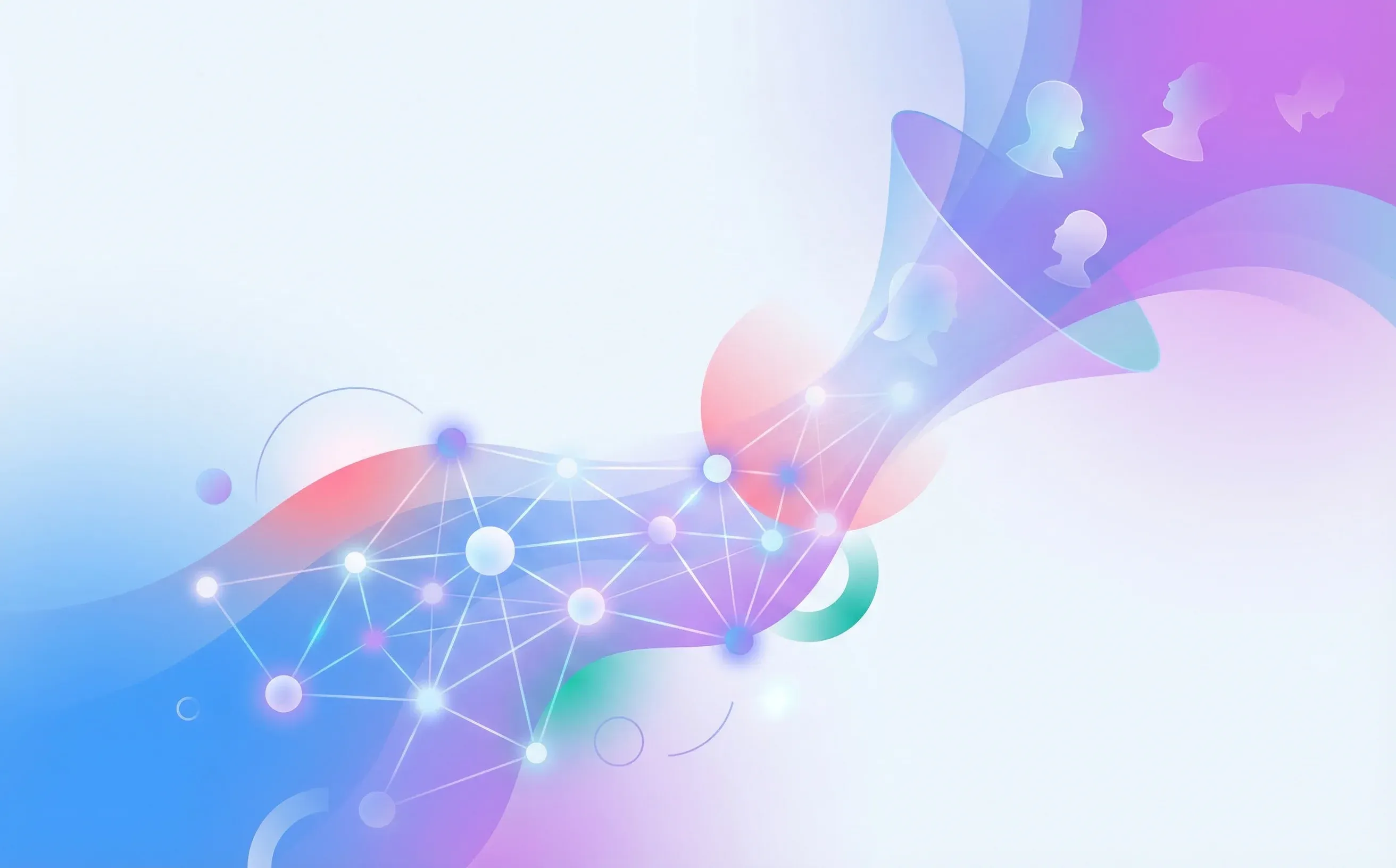 Abstract illustration of AI-powered candidate screening with neural network nodes and filtering funnel shapes in blue-purple gradient
