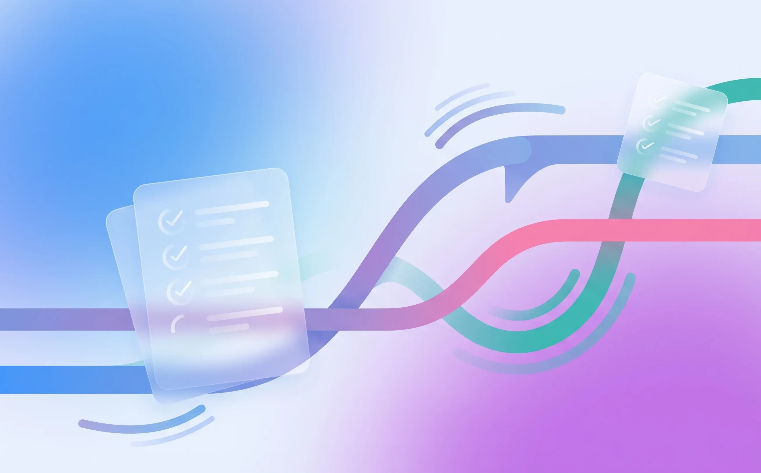 Abstract Kira blog hero with flowing checklist forms and timeline elements for a phone screen interview process
