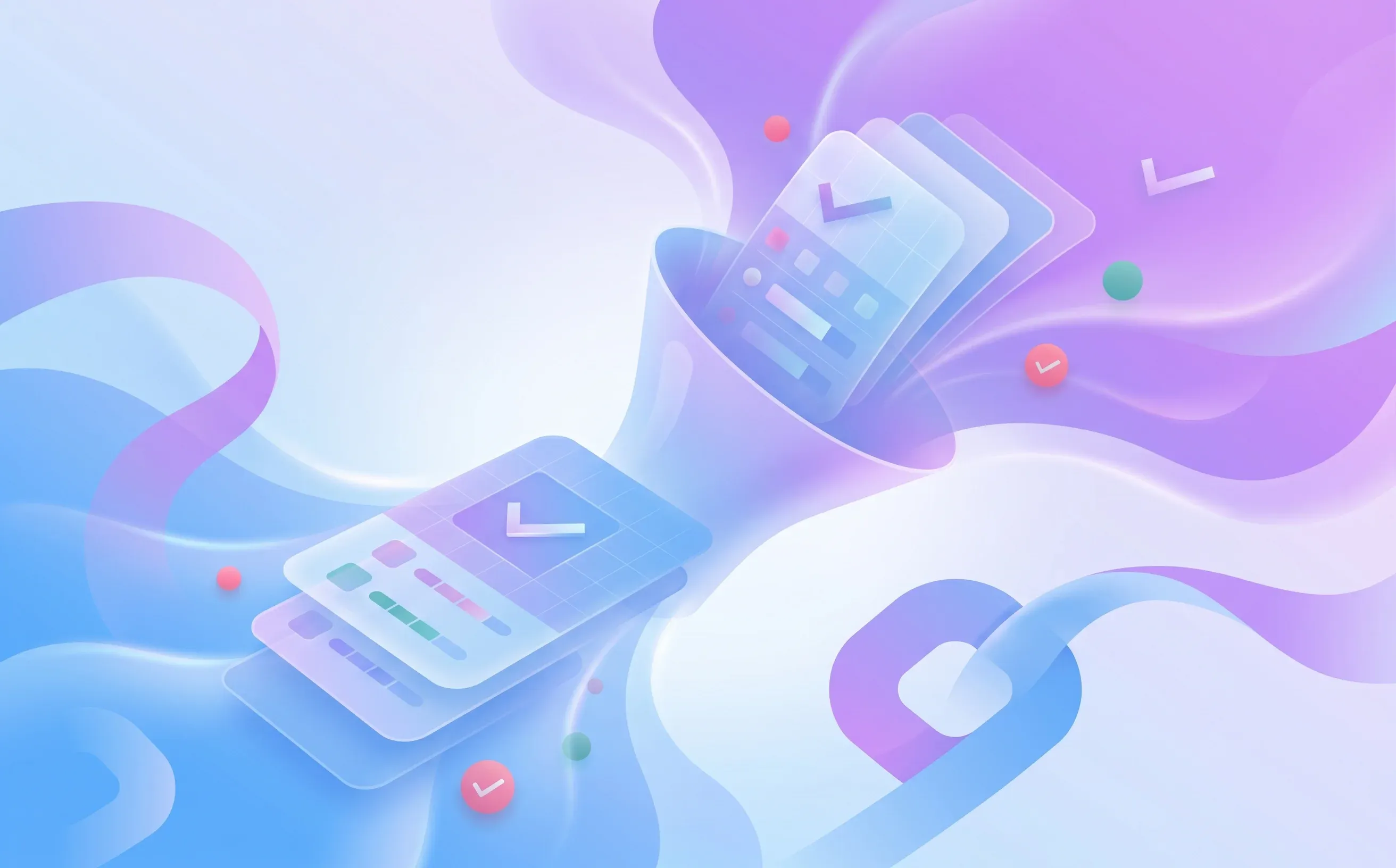 Abstract checklist cards flowing through a candidate screening funnel