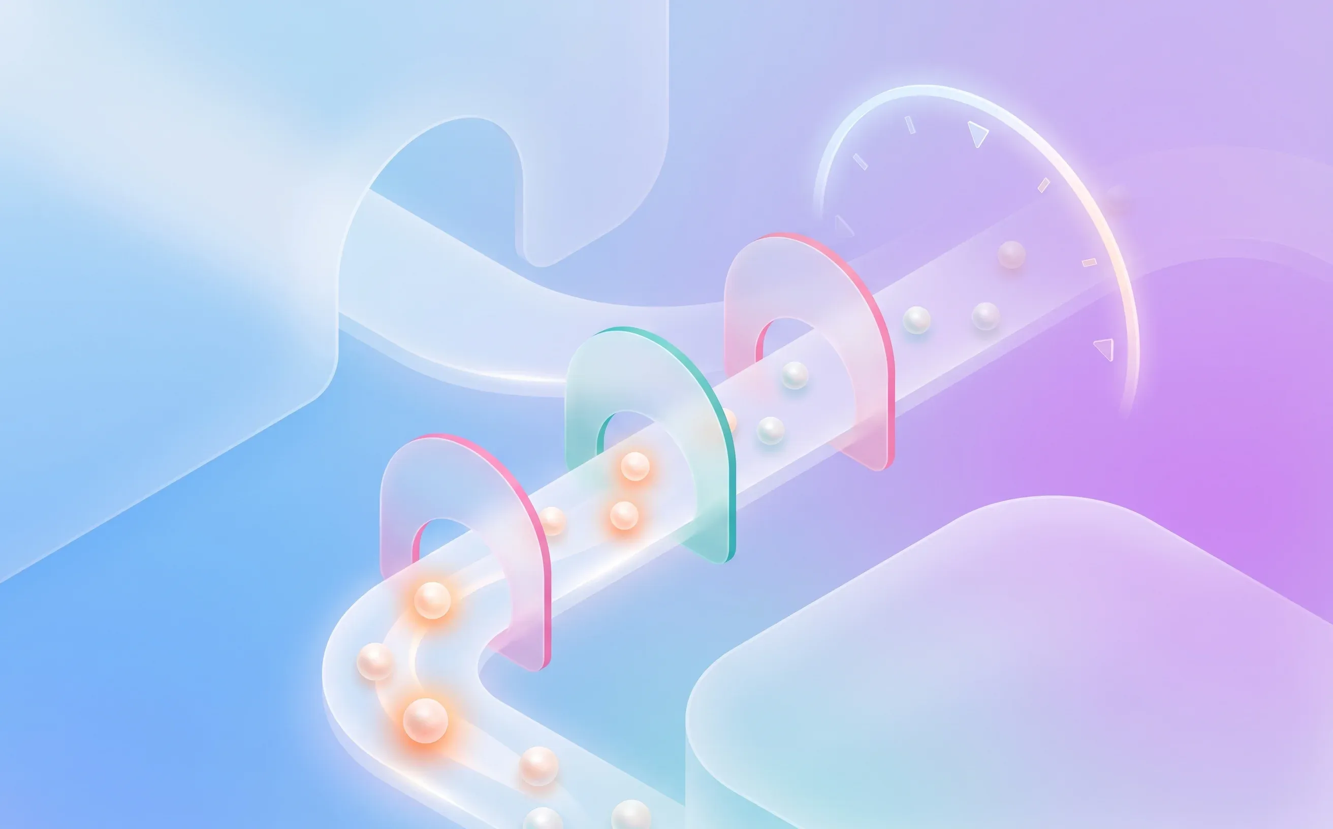 Abstract restaurant hiring workflow with candidate nodes moving through three screening gates toward a clock