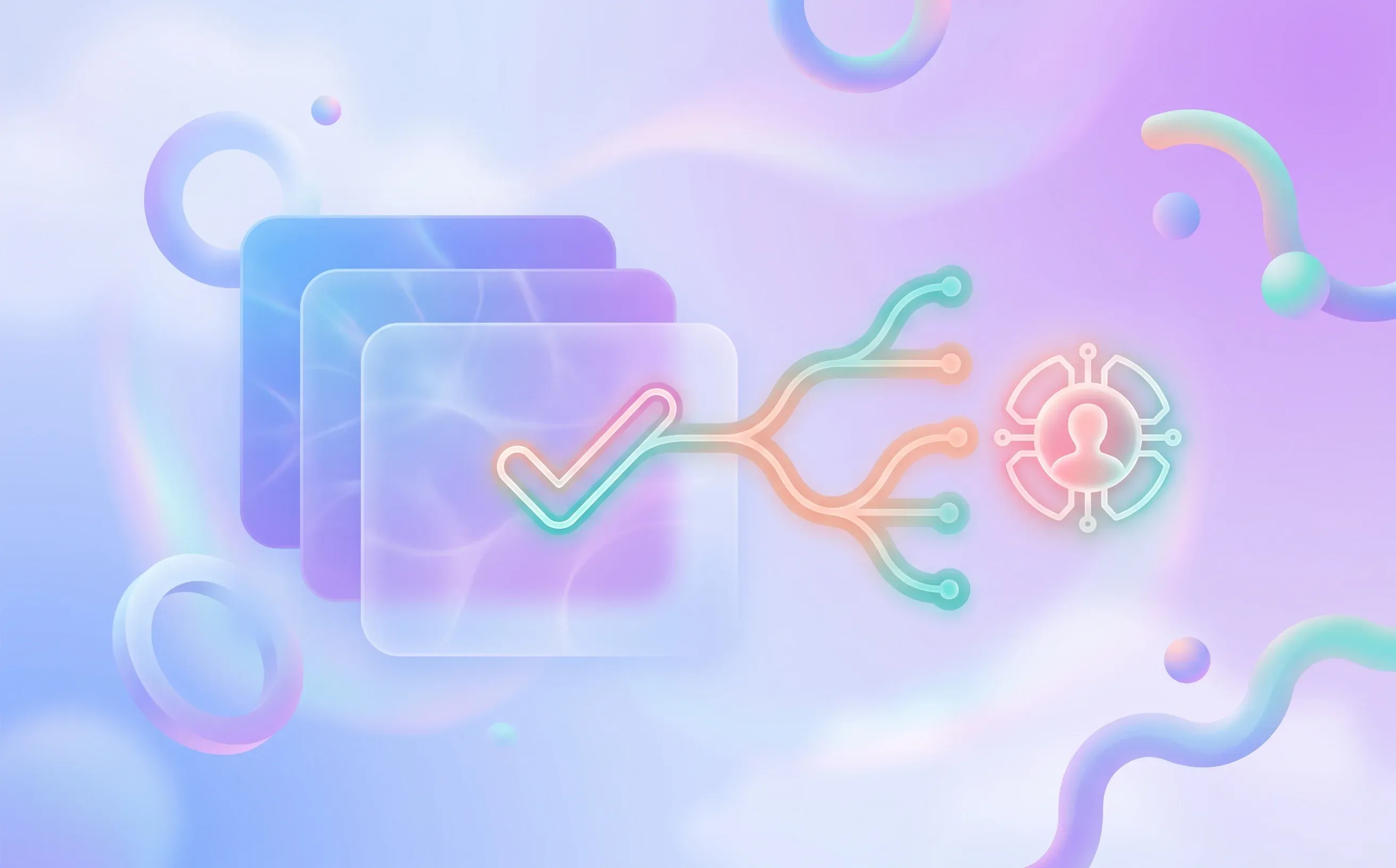 Abstract layered disclosure cards with a consent check and human review path