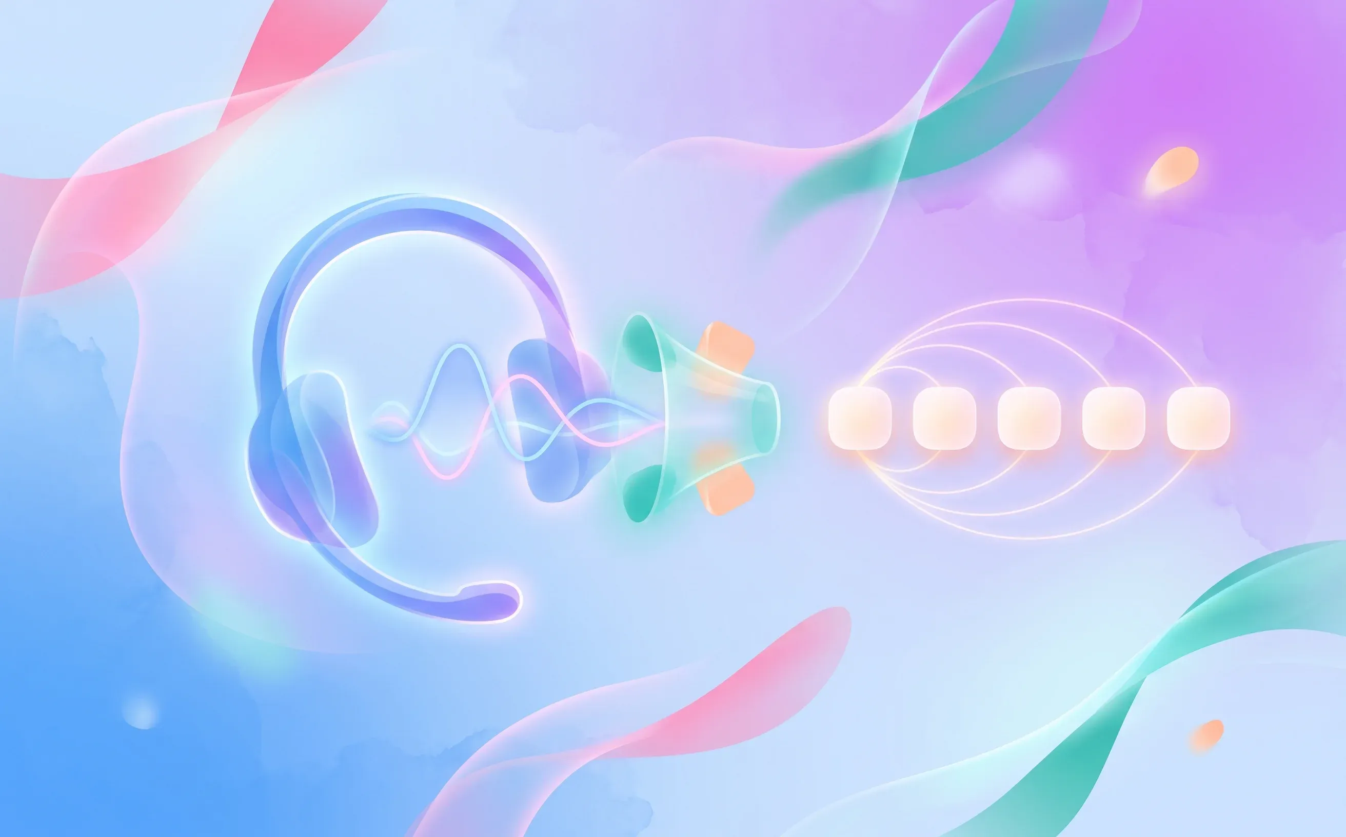 Abstract headset, voice waveform, screening funnel, and scorecard nodes for call center hiring