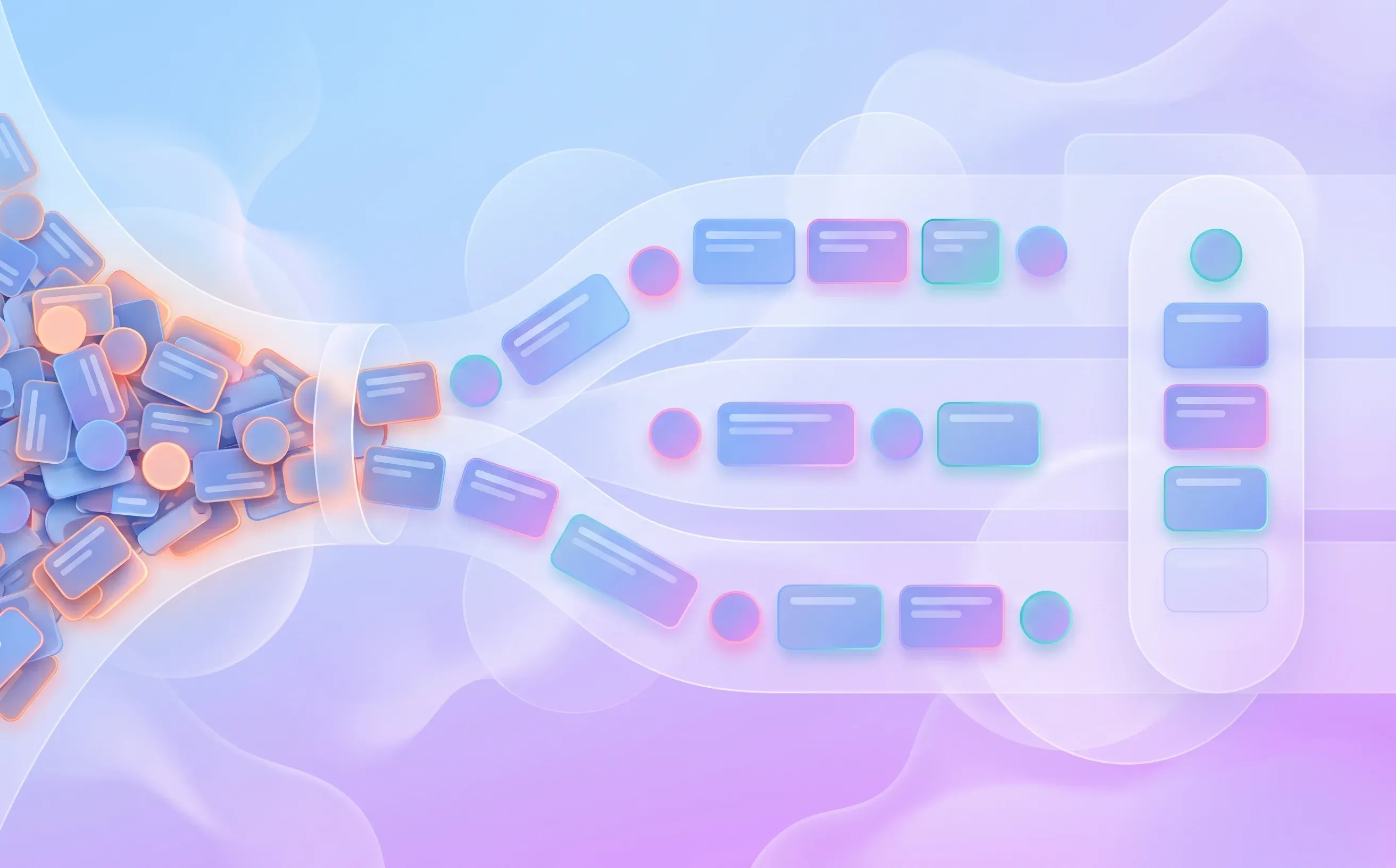 Abstract workflow showing overloaded recruiting tasks moving into balanced lanes
