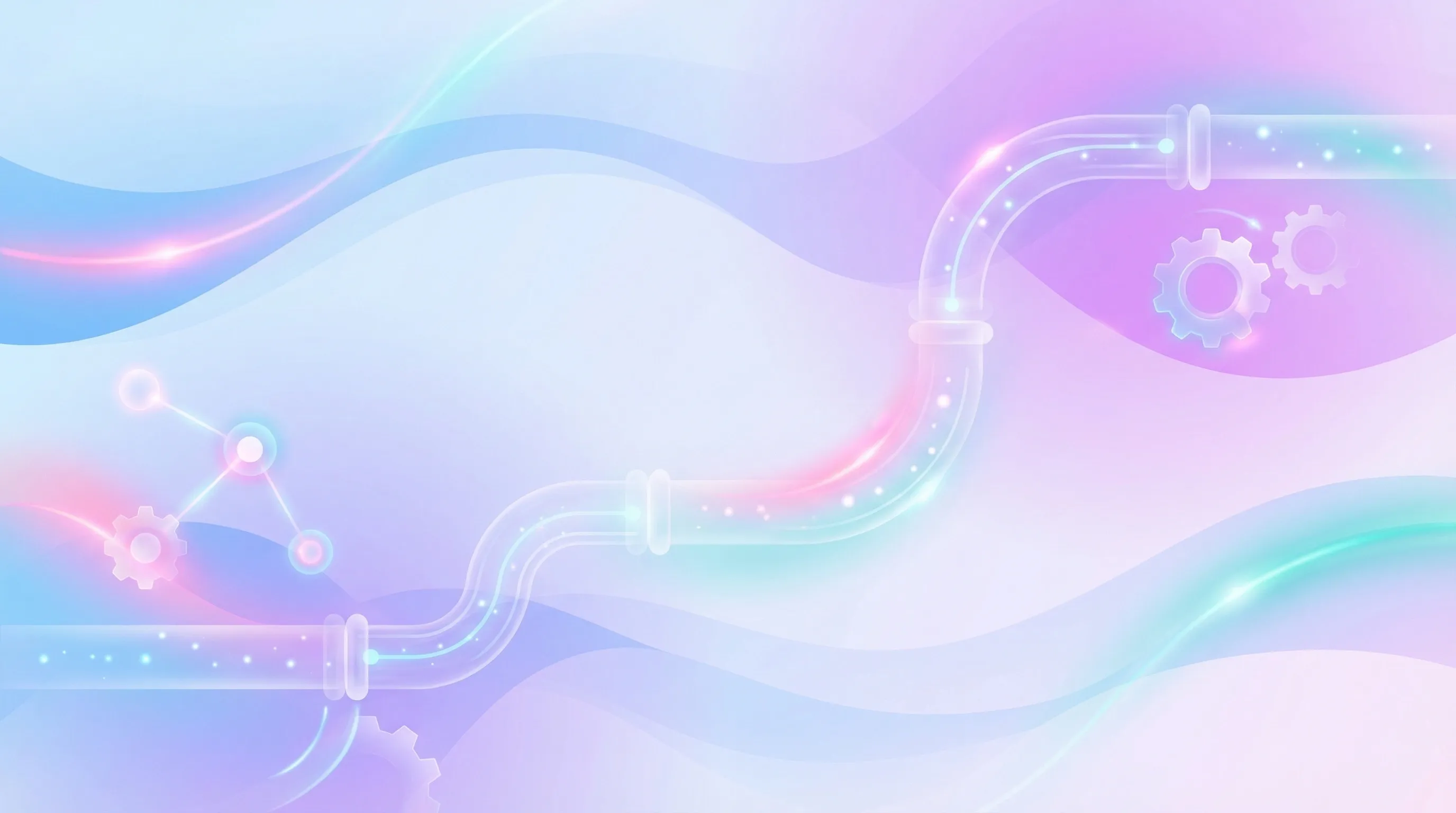 Abstract illustration of interconnected workflow nodes and automation paths in blue and purple gradients representing recruitment automation