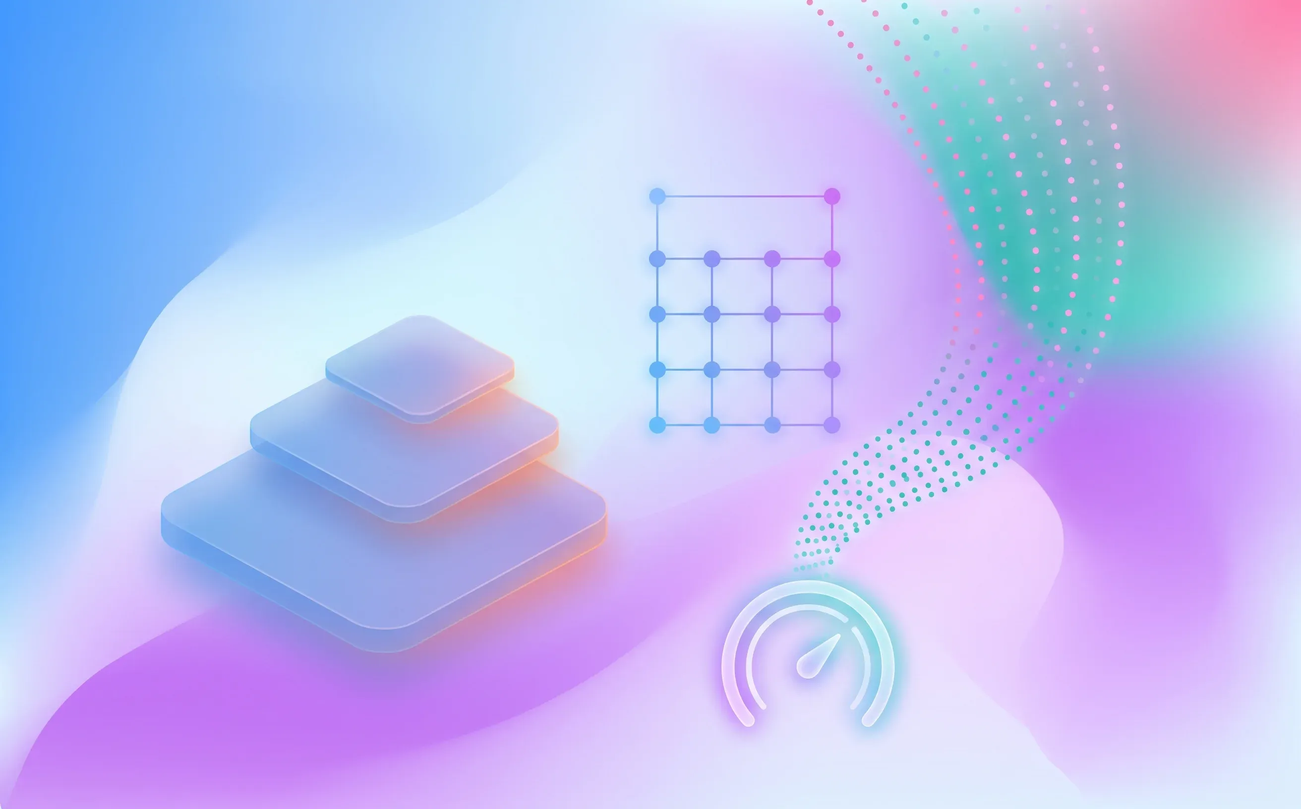 Abstract pricing tiers, calculator grid, and cost gauge for AI interview software